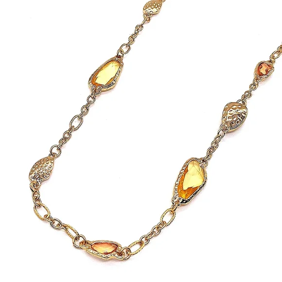 CHICO's Citrine Gemstone Statement Layered Convertible Necklace in Gold - Picture 2 of 6